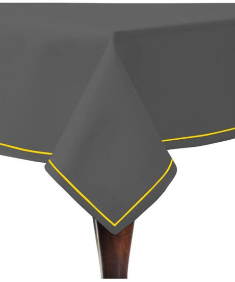 Single Embroidery Border Sateen Cotton Solid Table Cloth - Dark Grey