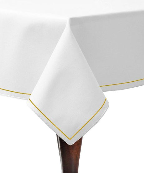 Single Embroidery Border Sateen Cotton Solid Table Cloth