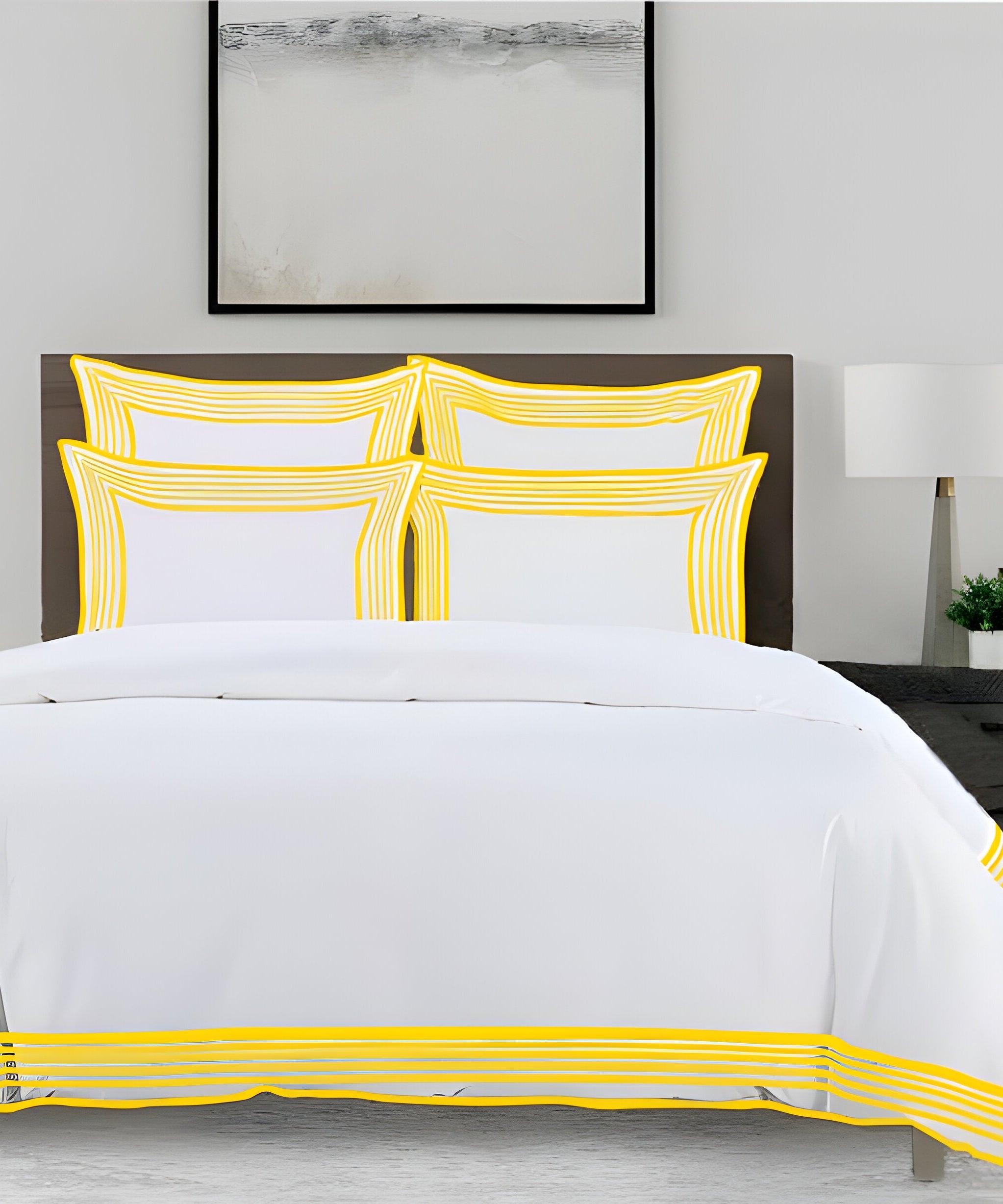 Smart Border 400TC Cotton Embroidery Sateen Solid Duvet Cover Set