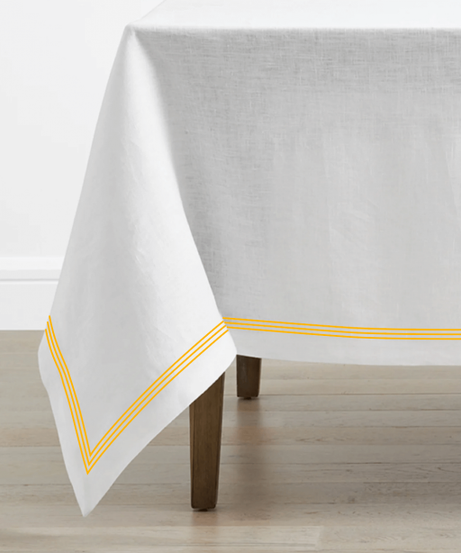 Triple Embroidery Border Linen Table Cloth