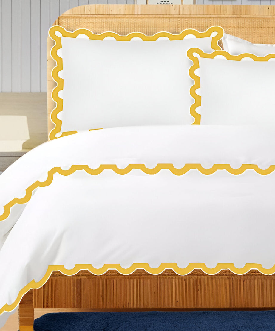 400TC U Shape Applique Embroidery Cotton Duvet Cover Set