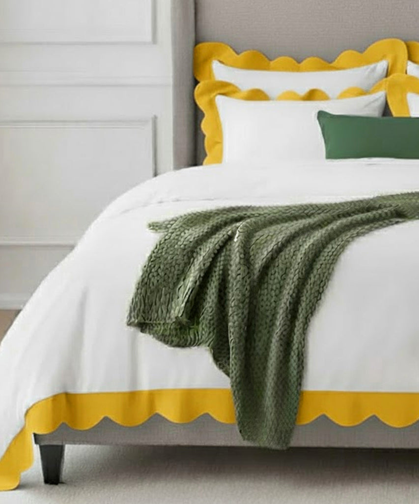 Wavy Applique Embroidery Cotton Duvet Cover Set