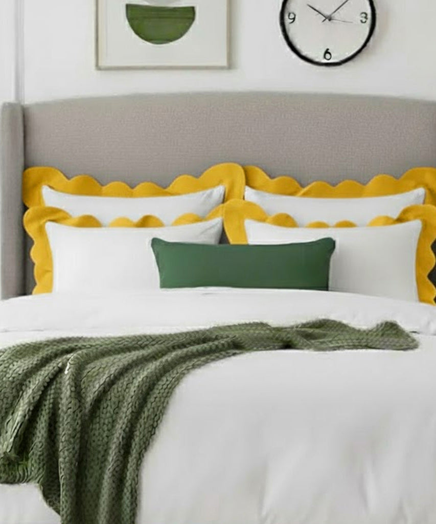 Wavy Applique Embroidery Cotton Duvet Cover Set