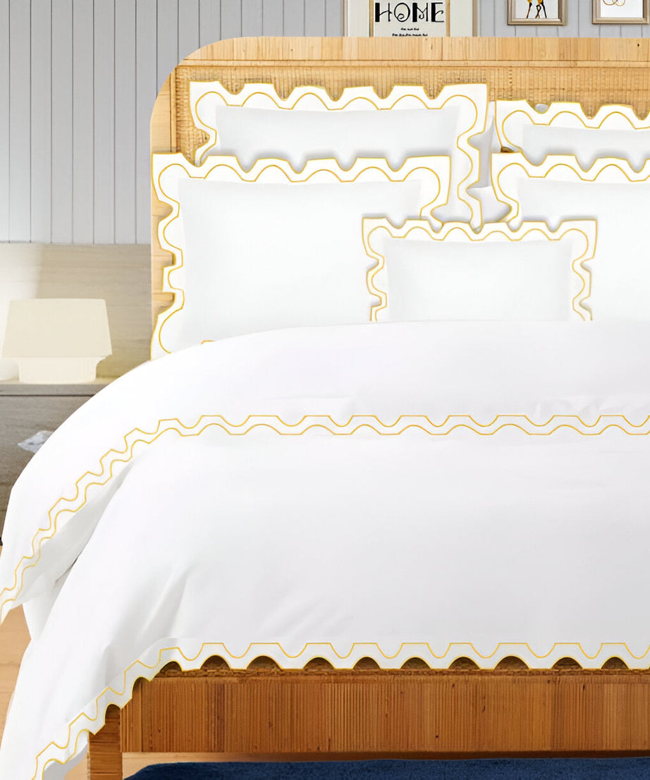 400TC Zig & Zag U Shape Embroidery Cotton Duvet Cover Set