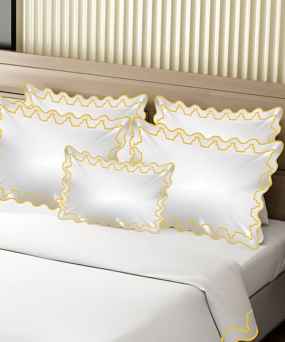 Imaginary Scallop 400TC Cotton Embroidery Sateen Solid Duvet Cover Set