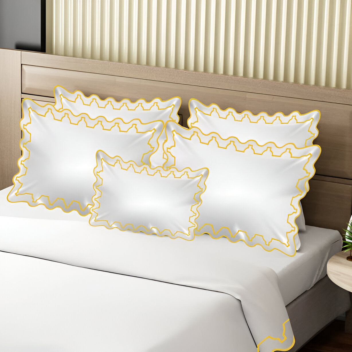 Imaginary Scallop 400TC Cotton Embroidery Sateen Solid Duvet Cover Set