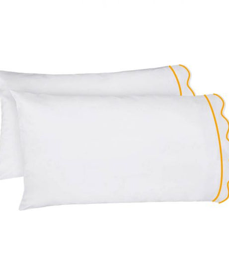400TC Cotton Scallop Embroidery & Border Sateen Solid Sheet Set