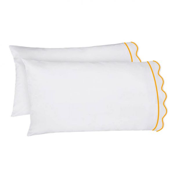 400TC Cotton Scallop Embroidery & Border Sateen Solid Sheet Set