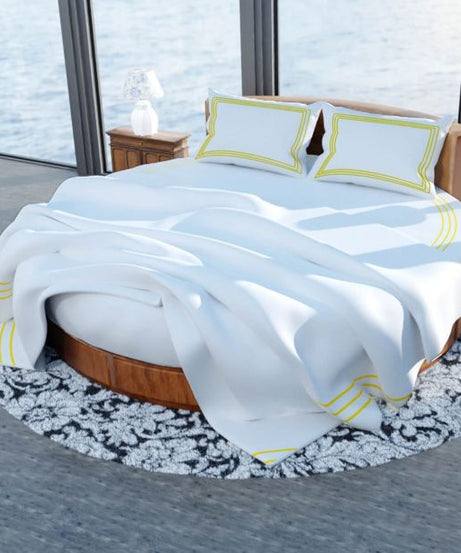 400TC Cotton Triple Embroidery Sateen Solid Round Duvet Cover Set