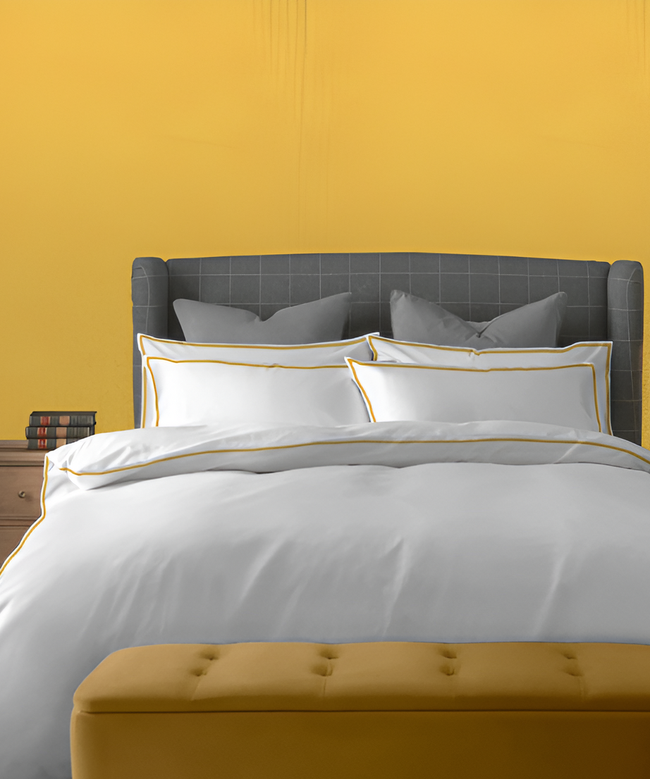 400TC Embroidery Cotton Sateen Solid Duvet Cover Set