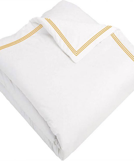 400TC Cotton Triple Edge Embroidery Sateen Solid Duvet Cover Set