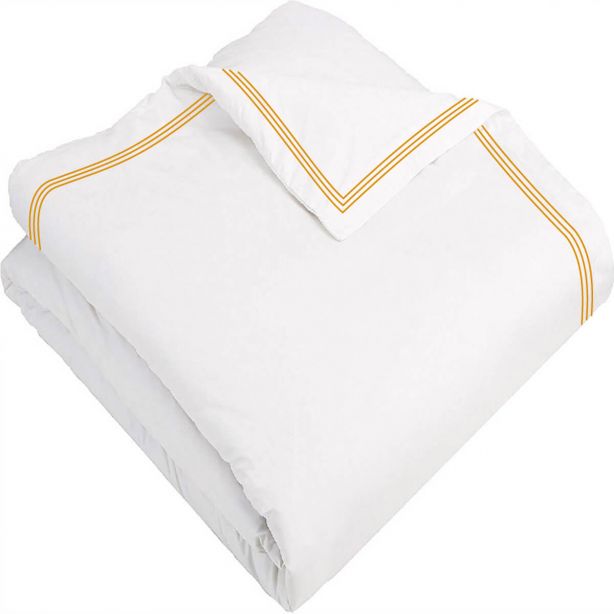 400TC Cotton Triple Edge Embroidery Sateen Solid Duvet Cover Set