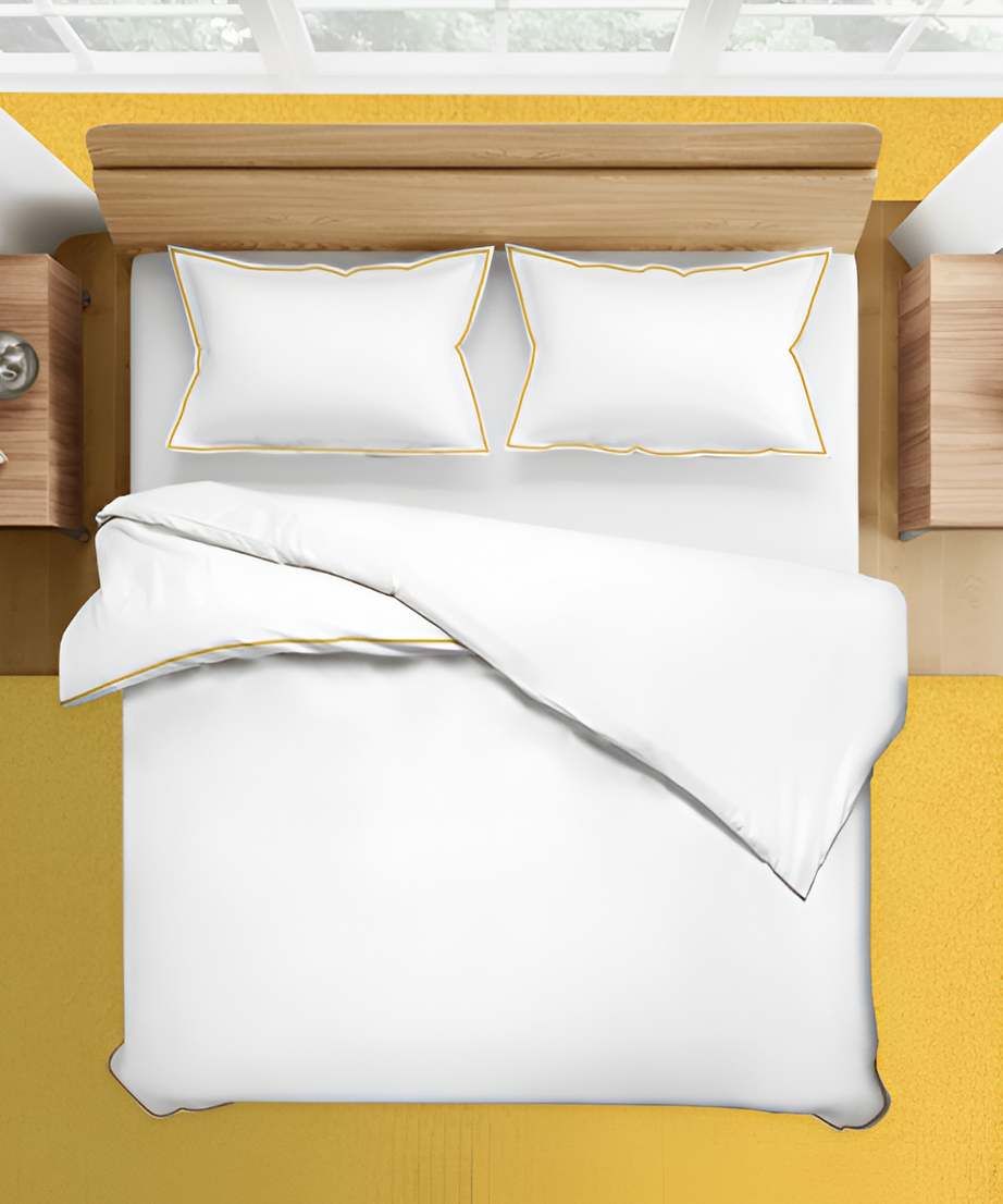 400TC Embroidery Cotton Sateen Solid Duvet Cover Set