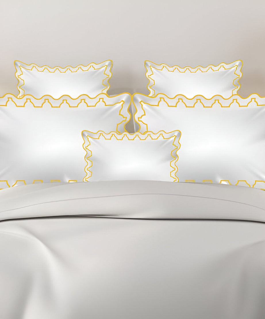 Imaginary Scallop 400TC Cotton Embroidery Sateen Solid Duvet Cover Set