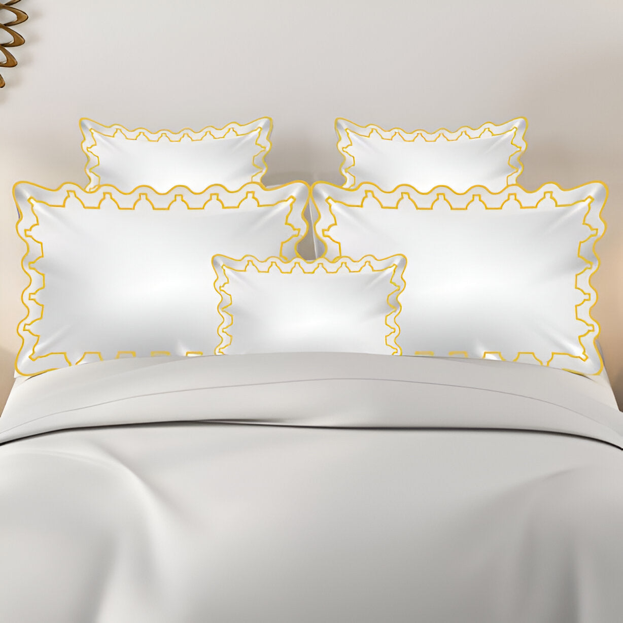 Imaginary Scallop 400TC Cotton Embroidery Sateen Solid Duvet Cover Set