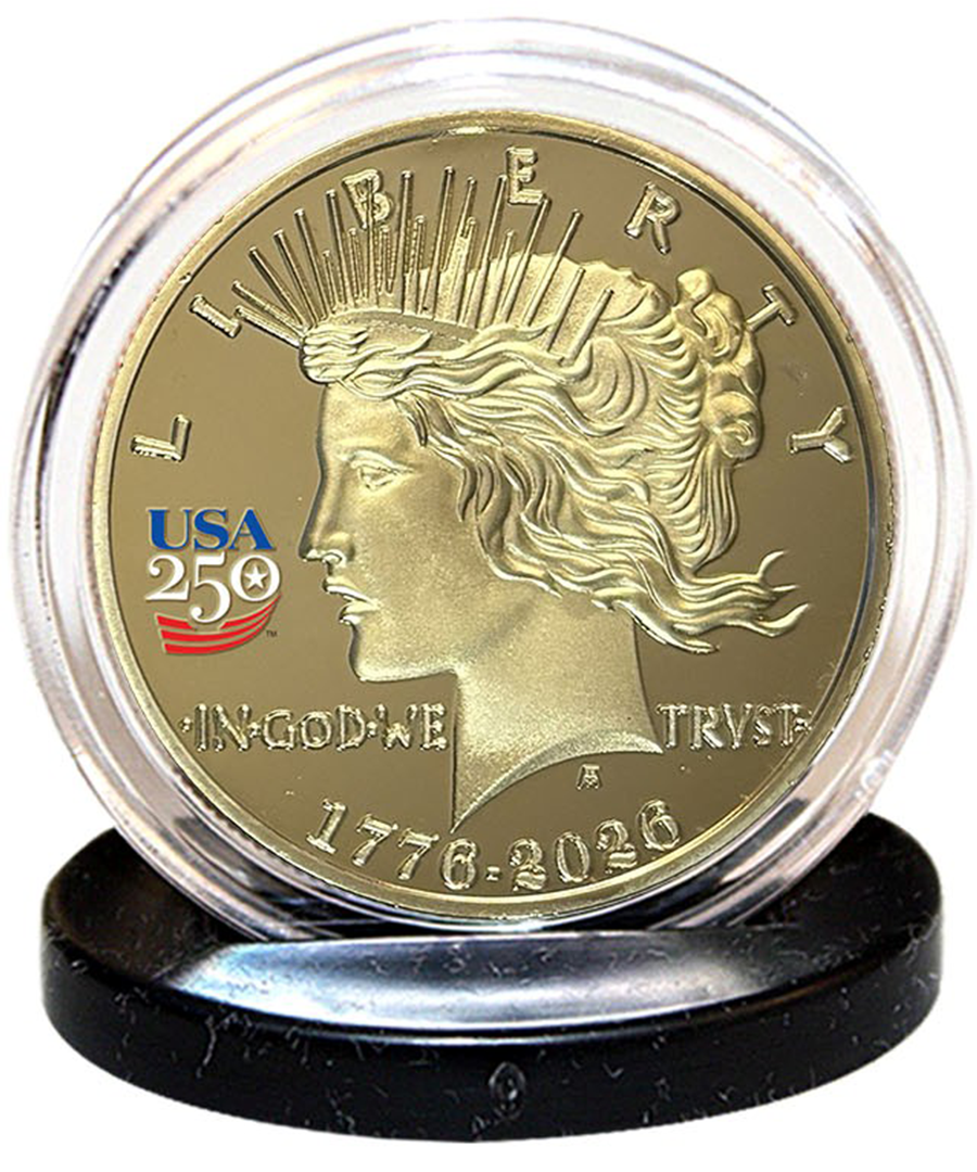 Amerikas 250. Jubiläum Friedensdollar Goldener Polierte Platte Münze