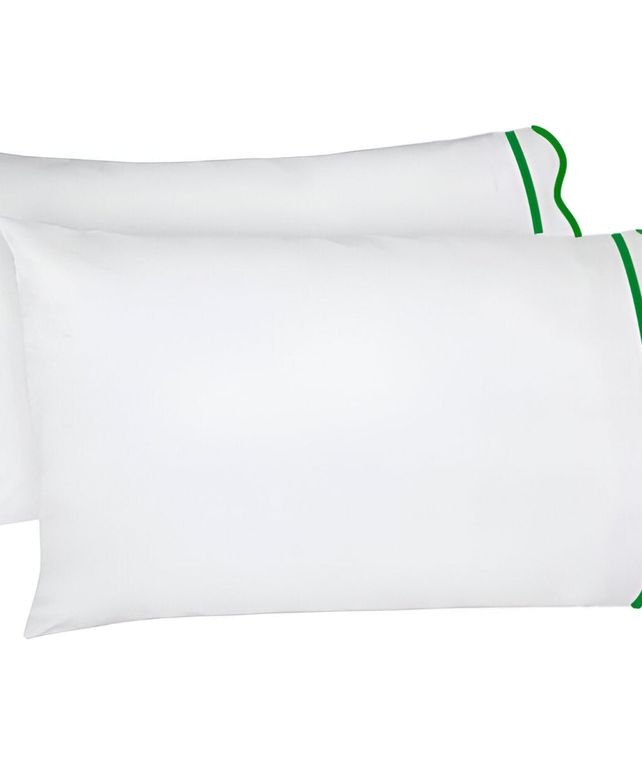 400TC Cotton Scallop Embroidery & Border Sateen Solid Pillowcases (Set Of 2)