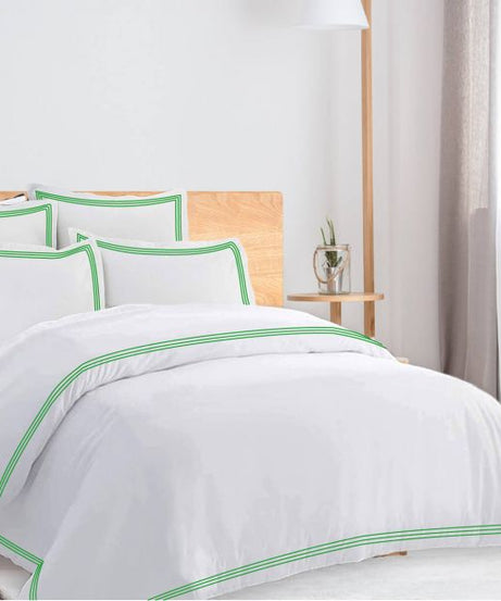 400TC Cotton Triple Edge Embroidery Sateen Solid Duvet Cover Set