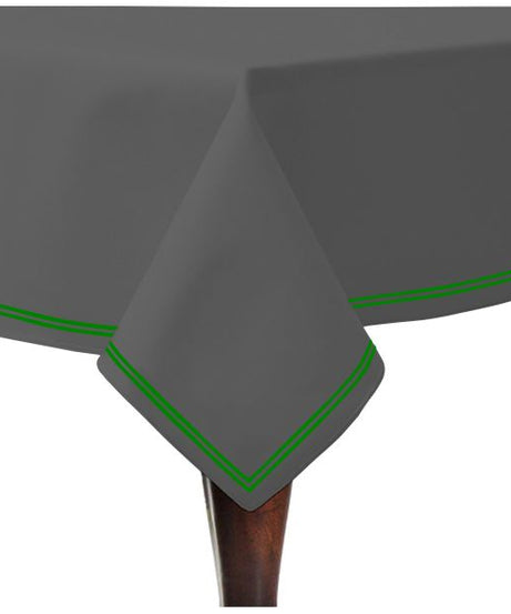 Double Embroidery Border Sateen Cotton Solid Table Cloth - Dark Grey