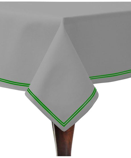 Double Embroidery Border Sateen Cotton Solid Table Cloth - Light Grey