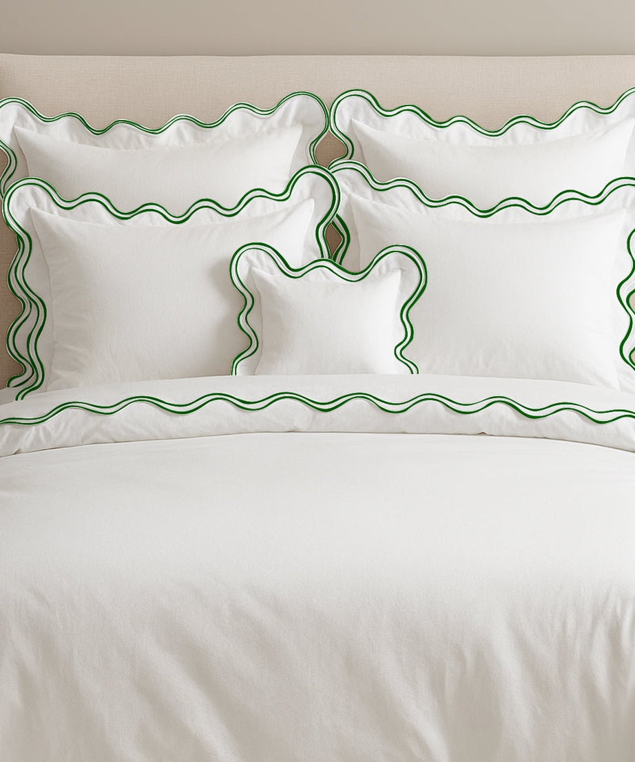400TC Cotton Sateen Luxurious Double Scalloped Duvet Cover Set