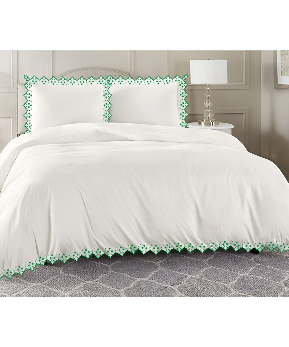 Elegant Flower Embroidered Duvet Cover Set