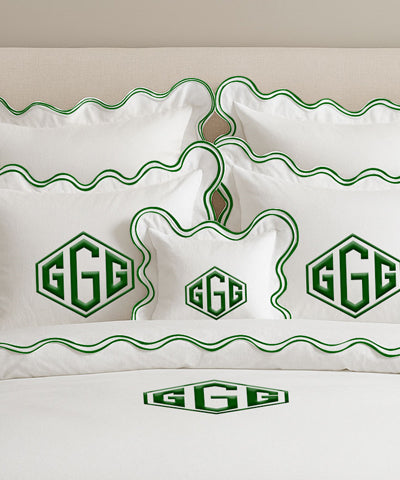 Monogram Cotton Luxurious Double Scallop Duvet Cover