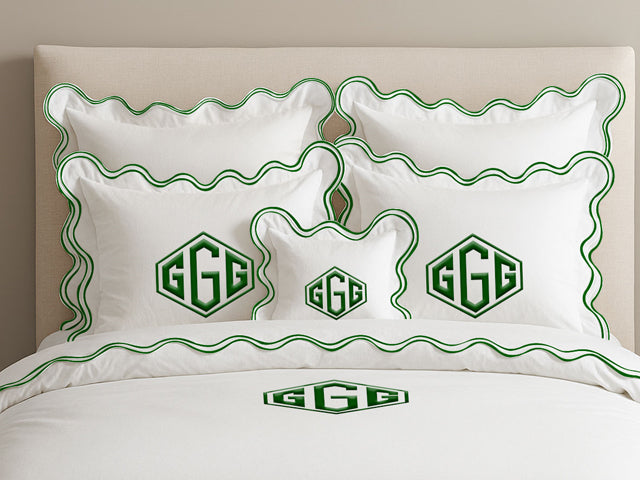 Monogram Cotton Luxurious Double Scallop Duvet Cover