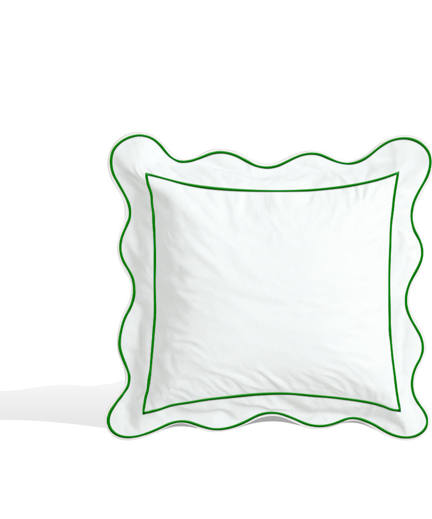 Monogram 400TC Cotton Scallop Embroidery & Border Sateen Solid Euro Sham