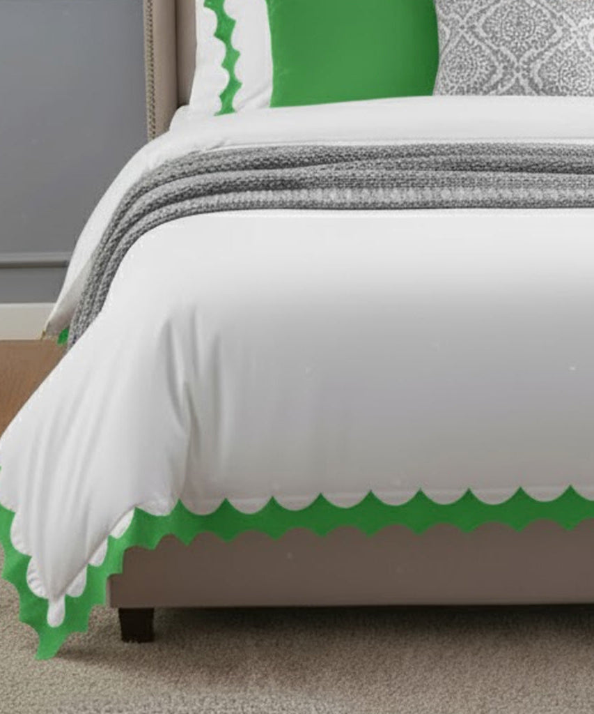 Reverse Scalloped Applique Embroidery Cotton Duvet Cover Set