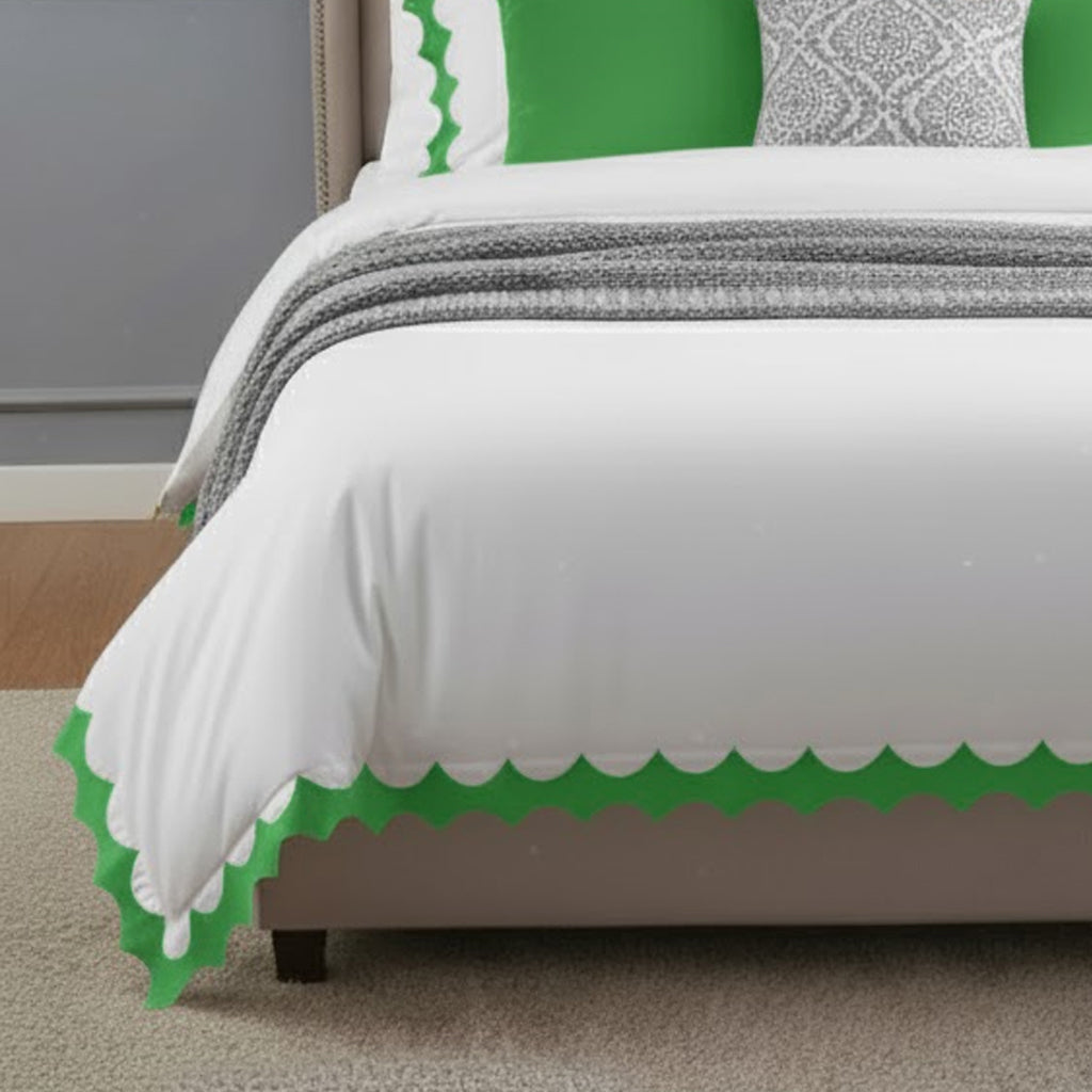 Reverse Scalloped Applique Embroidery Cotton Duvet Cover Set