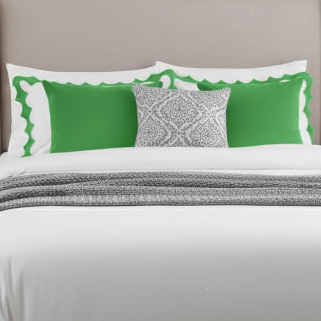 Reverse Scalloped Applique Embroidery Cotton Duvet Cover Set