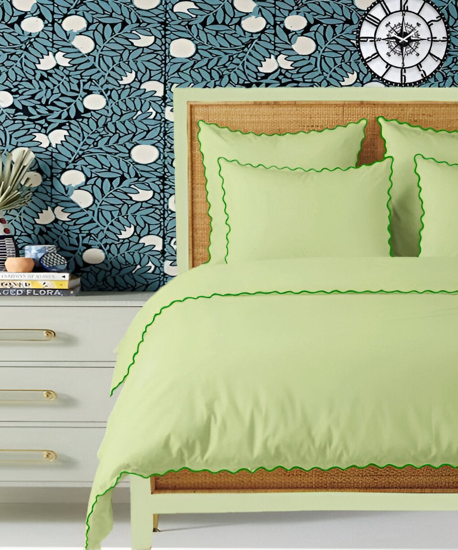 Sage 400TC Cotton Small Scallop Embroidery Duvet Cover Set
