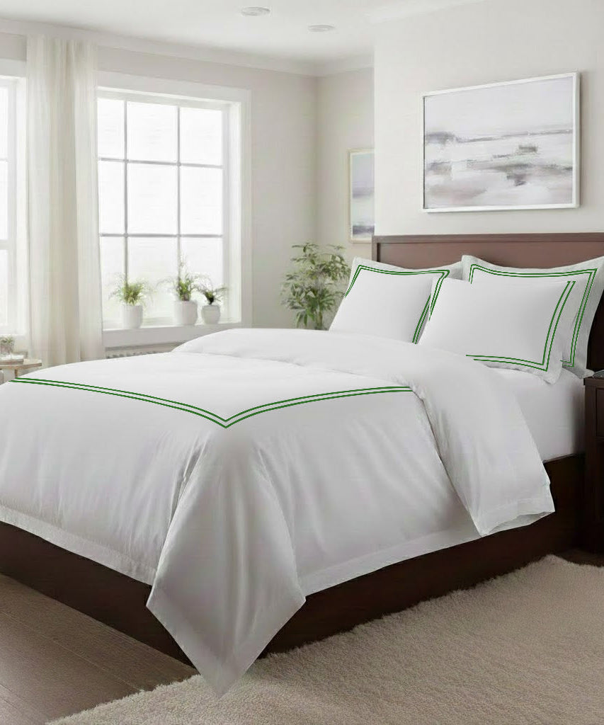 400TC Cotton Double Embroidery Sateen Solid Duvet Cover Set