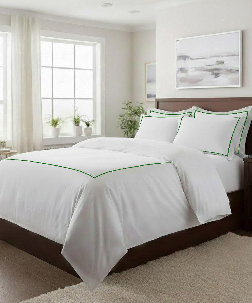 400TC Cotton Single Embroidery Sateen Solid Duvet Cover Set