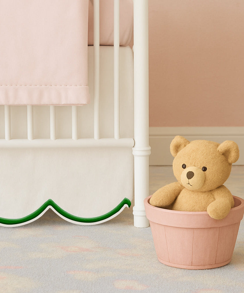 Scallop Embroidery Cotton Crib Skirt