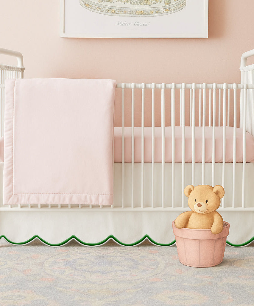 Scallop Embroidery Cotton Crib Skirt