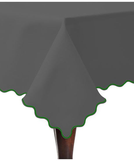 Scallop Embroidery Sateen Cotton Solid Table Cloth - Dark Grey