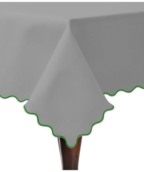 Scallop Embroidery Sateen Cotton Solid Table Cloth - Light Grey