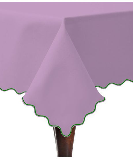 Scallop Embroidery Sateen Cotton Solid Table Cloth - Lilac