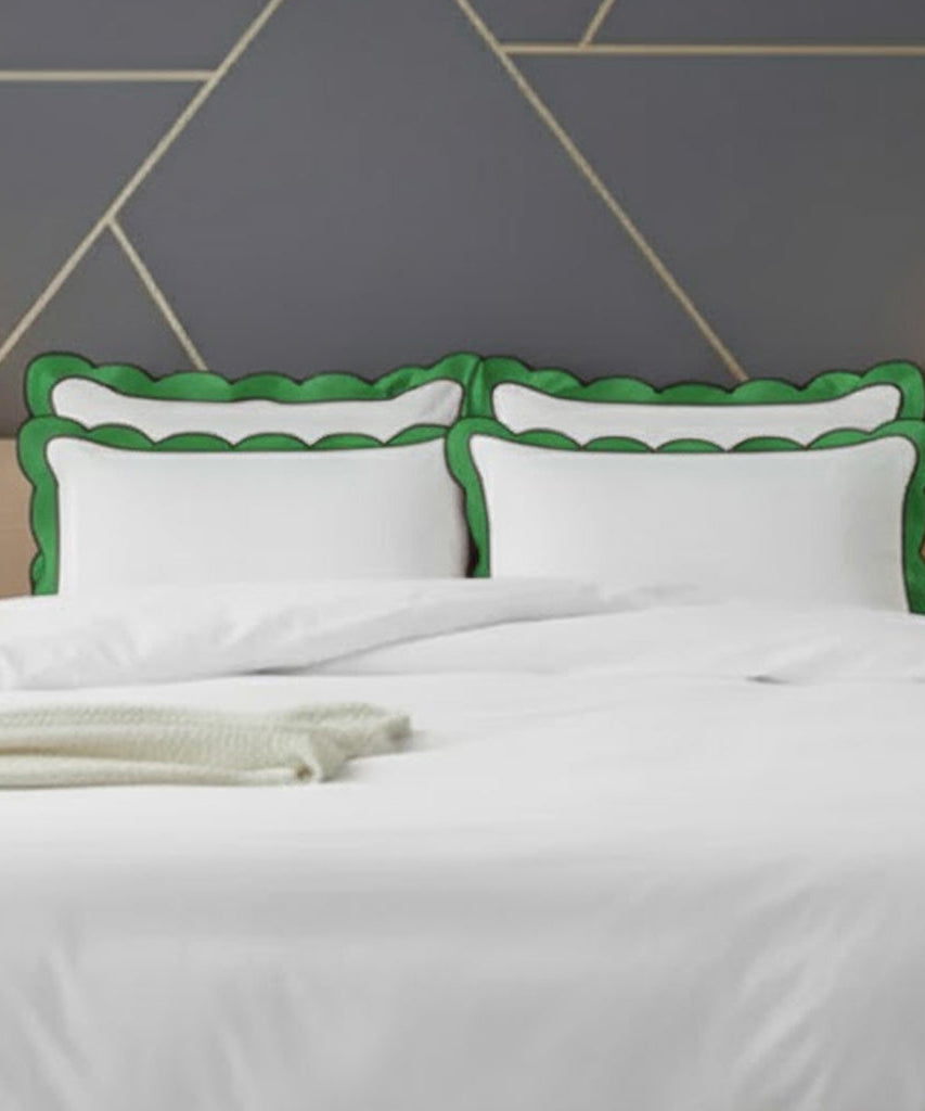 Scalloped & Wavy Applique Embroidery Cotton Duvet Cover Set