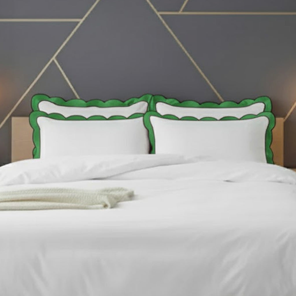 Scalloped & Wavy Applique Embroidery Cotton Duvet Cover Set