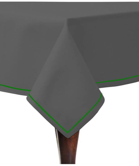 Single Embroidery Border Sateen Cotton Solid Table Cloth - Dark Grey