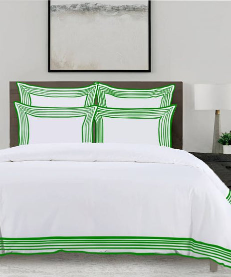 Smart Border 400TC Cotton Embroidery Sateen Solid Duvet Cover Set