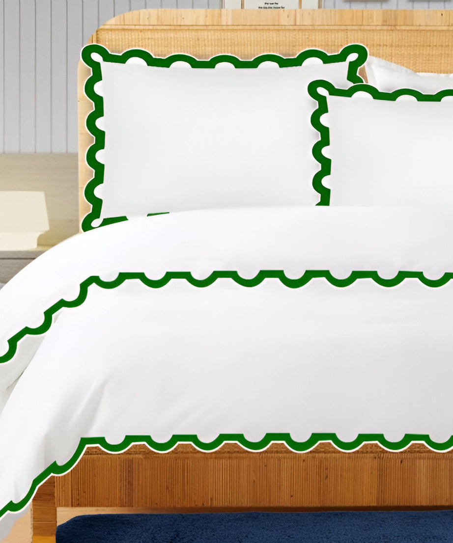 400TC U Shape Applique Embroidery Cotton Duvet Cover Set