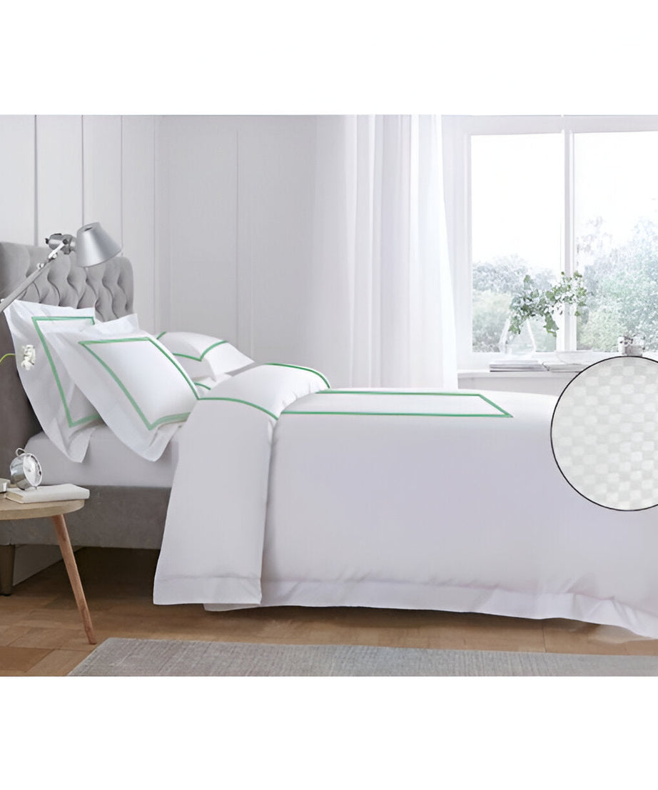 400TC Cotton Double Embroidery Sateen Microcheck Duvet Cover Set