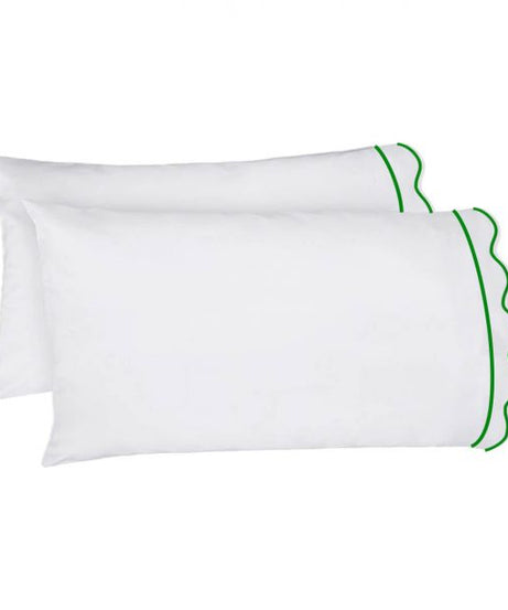 400TC Cotton Scallop Embroidery & Border Sateen Solid Sheet Set