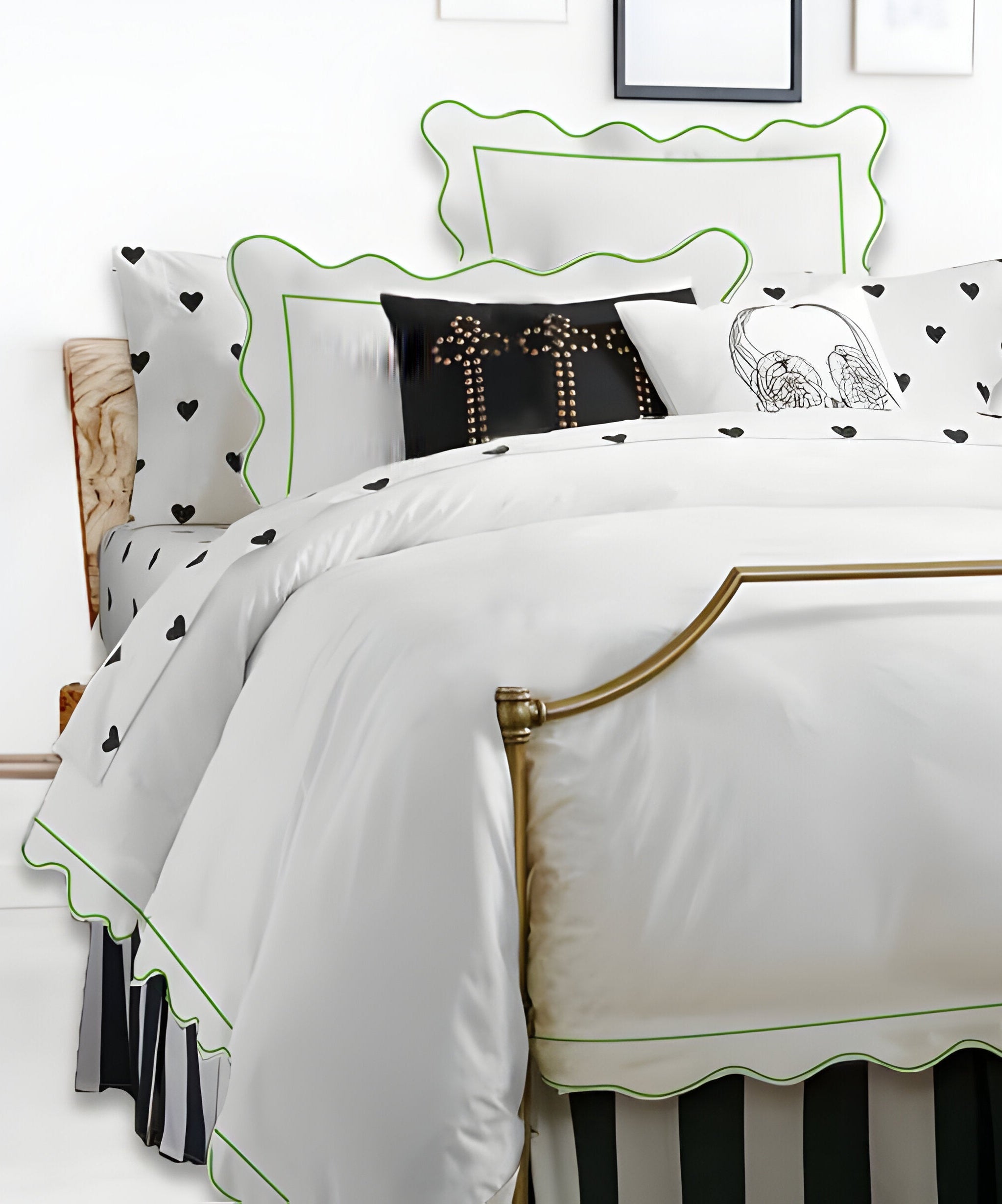 400TC Cotton Scallop Embroidery & Border Sateen Solid Duvet Cover Set