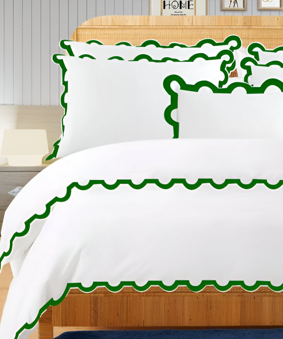 400TC U Shape Applique Embroidery Cotton Duvet Cover Set