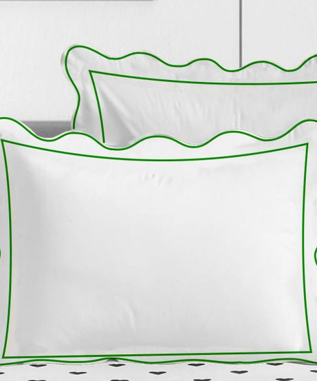 400TC Cotton Scallop Embroidery & Border Sateen Solid Duvet Cover Set